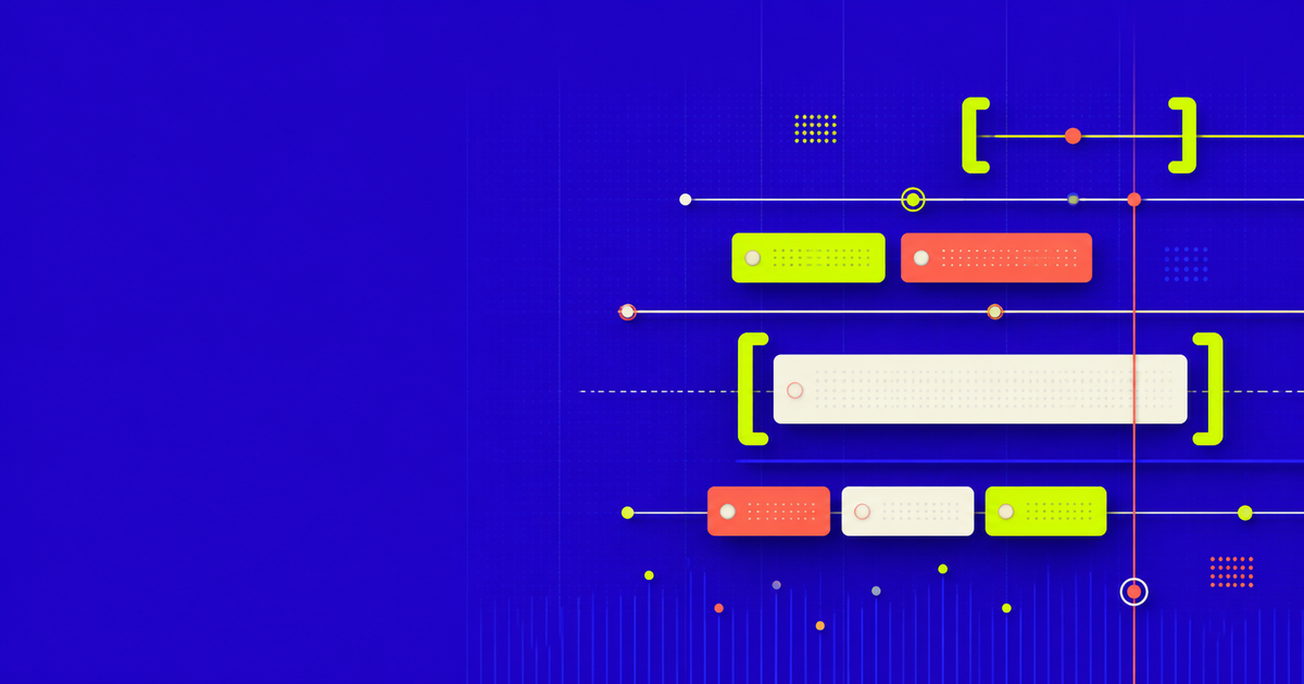 A structured timing table represented by bracketed cobalt rails and colored nodes